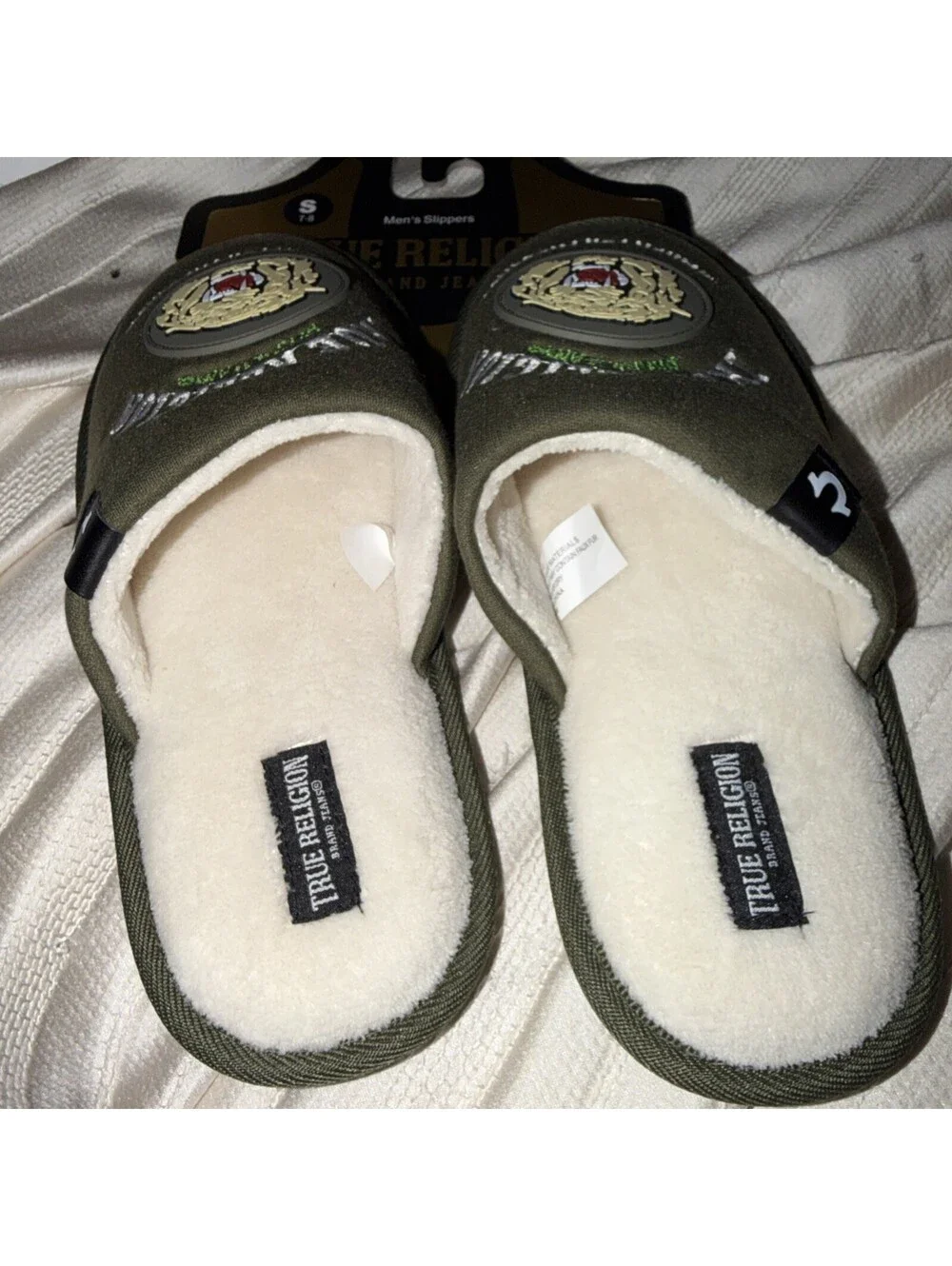 True Religion Men's Slippers Olive Green 